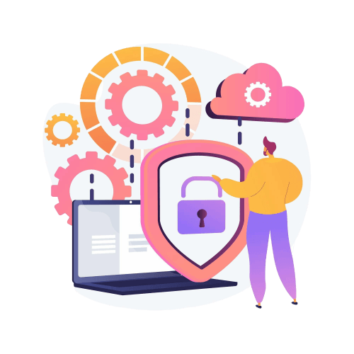 VPN vs Proxy Explained: How to Choose the Best Privacy Tool 3 a man standing next to a laptop and a shield with gears
