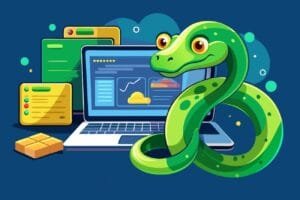 a snake next to a laptop
