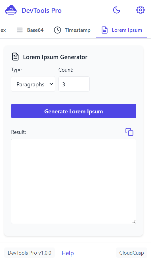 Dev Tools Pro 16 lorem ipsum generator by cloudcusp
