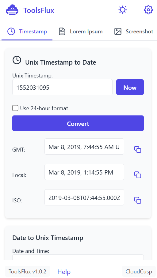 Timestamp Converter By CloudCusp