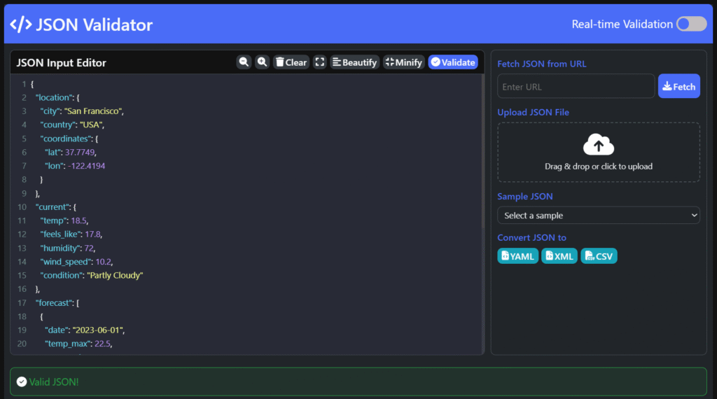 Online JSON Schema Formatter | Validator | Editor - We’ll Fix Your JSON Struggles 1 cloudcusp Json validator App
