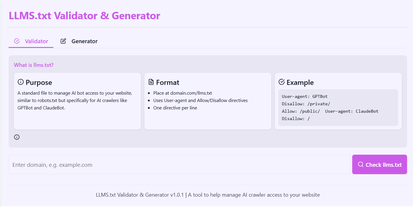 Free LLMS.txt Generator & Validator : 1-Click Fix for AI SEO Warnings