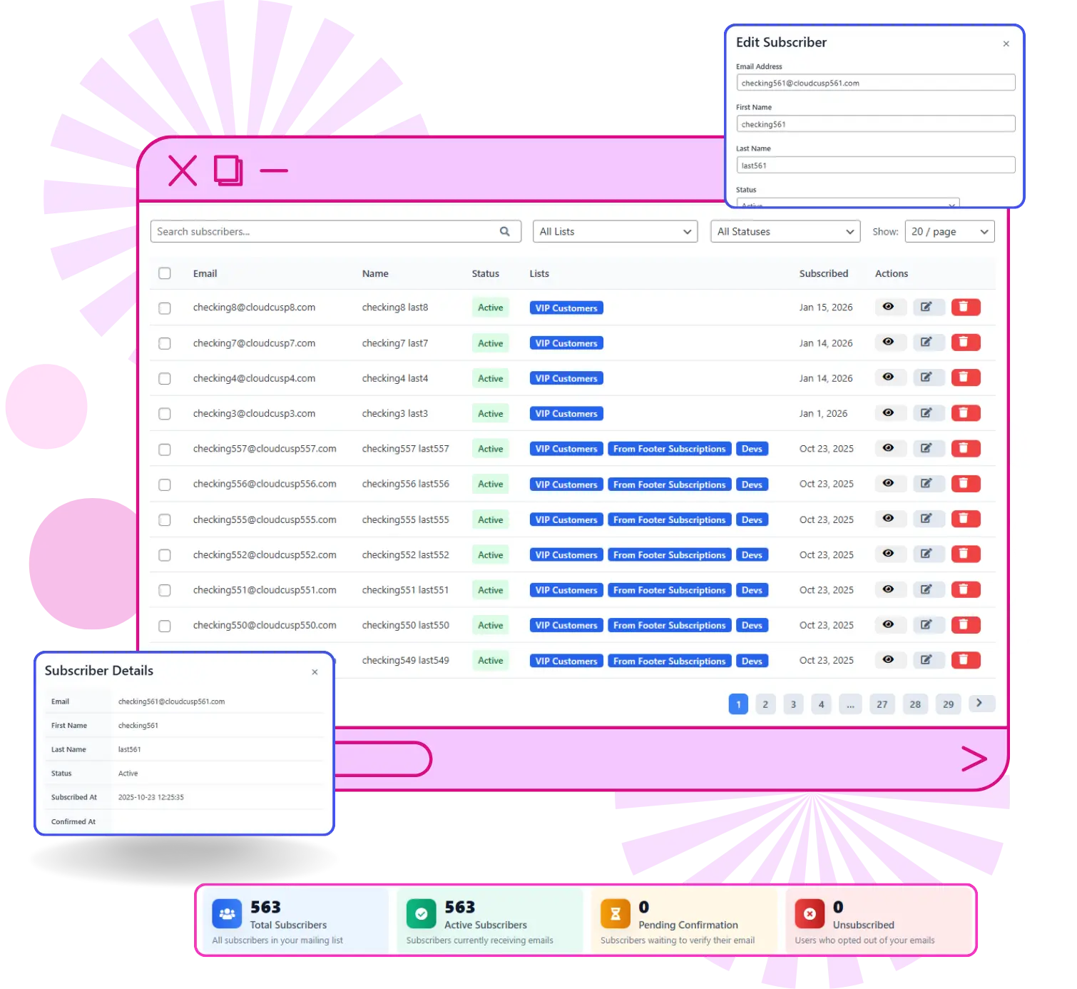 subscriber management