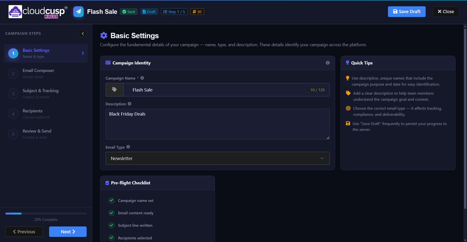 cloudcusp mailer campaign builder