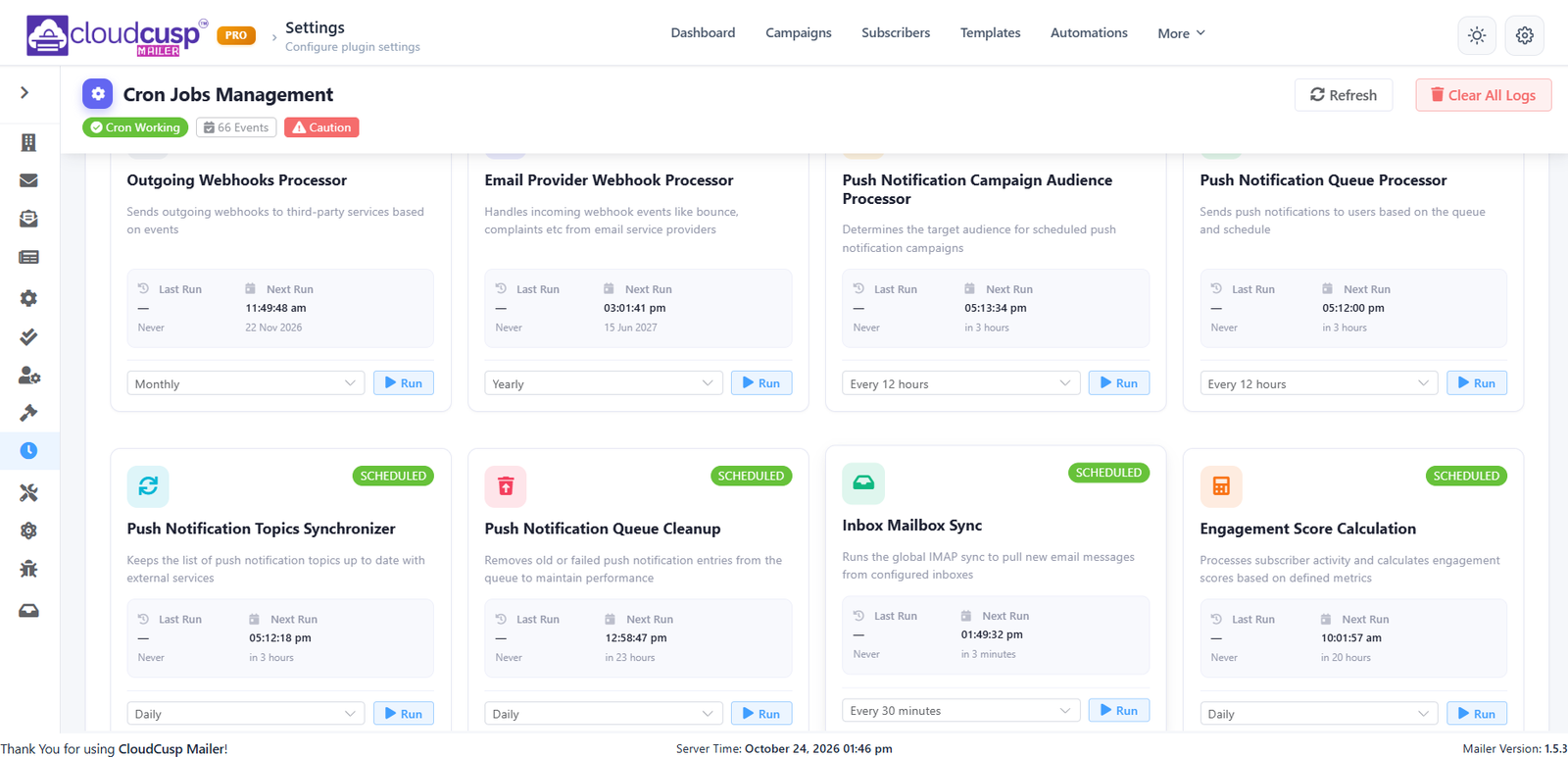 CloudCusp Mailer v1.5.3: In-App Inbox, Bulk CRM Scores & Multi-Threaded Sending 5 cloudcusp mailer score calc cron