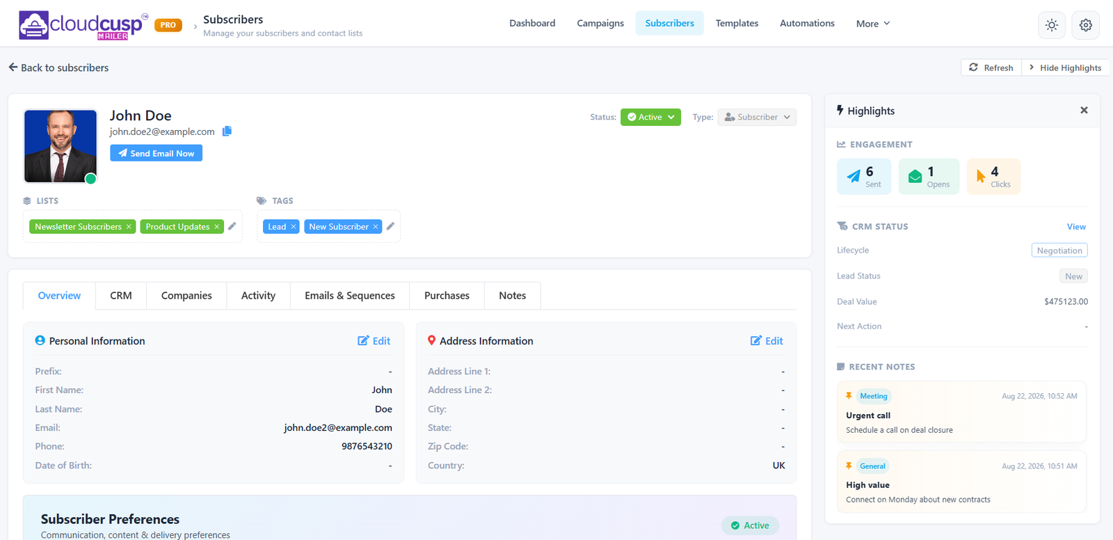 CloudCusp Mailer v1.5.3: In-App Inbox, Bulk CRM Scores & Multi-Threaded Sending 6 cloudcusp mailer subscriber card
